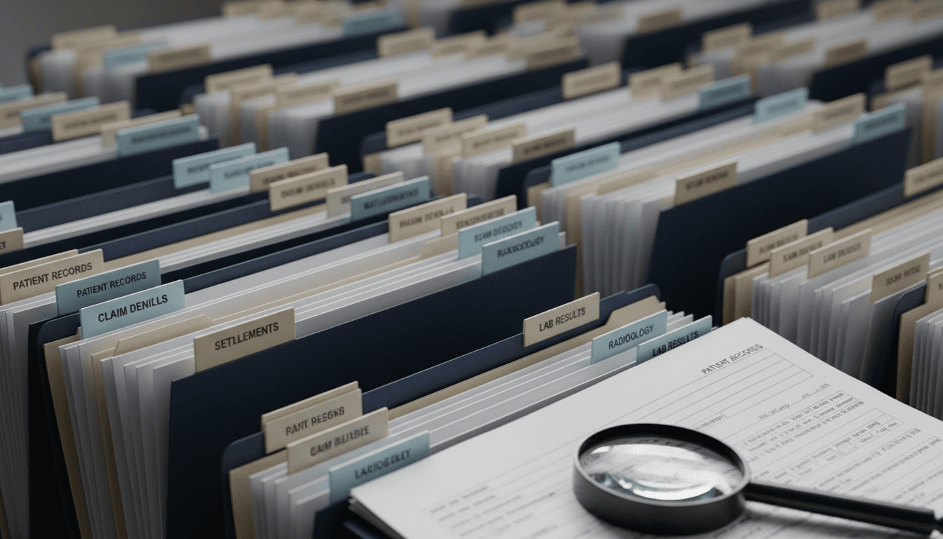 Organized medical billing claim files and documentation