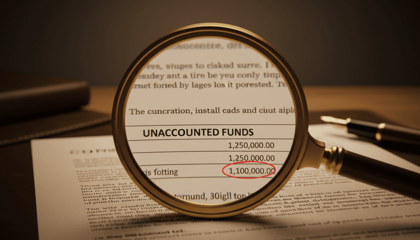 Magnifying glass revealing contract details and hidden discrepancies