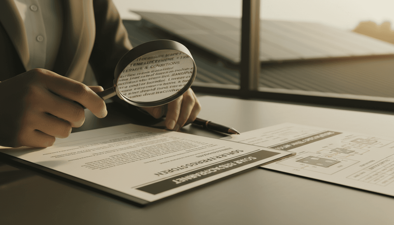 The Solar Standard training module showing contract auditing for renewable energy agreements